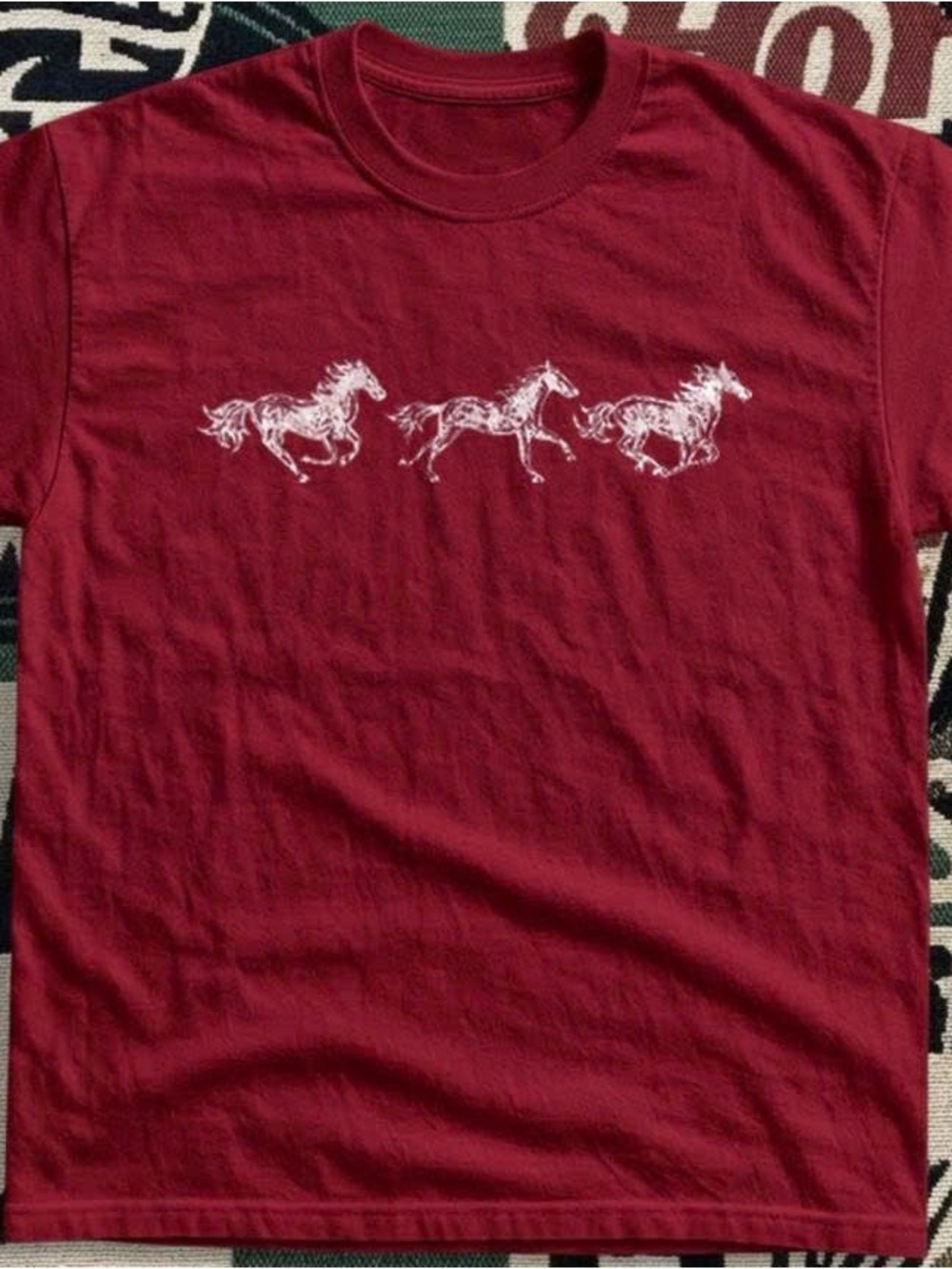 Men's Burgundy Horse Graphic Crewneck T-Shirt